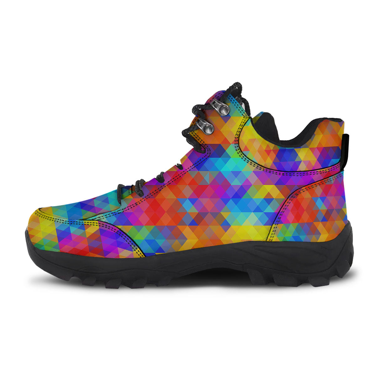 Rainbow Geometric Print Pattern Hiking Shoes-grizzshop