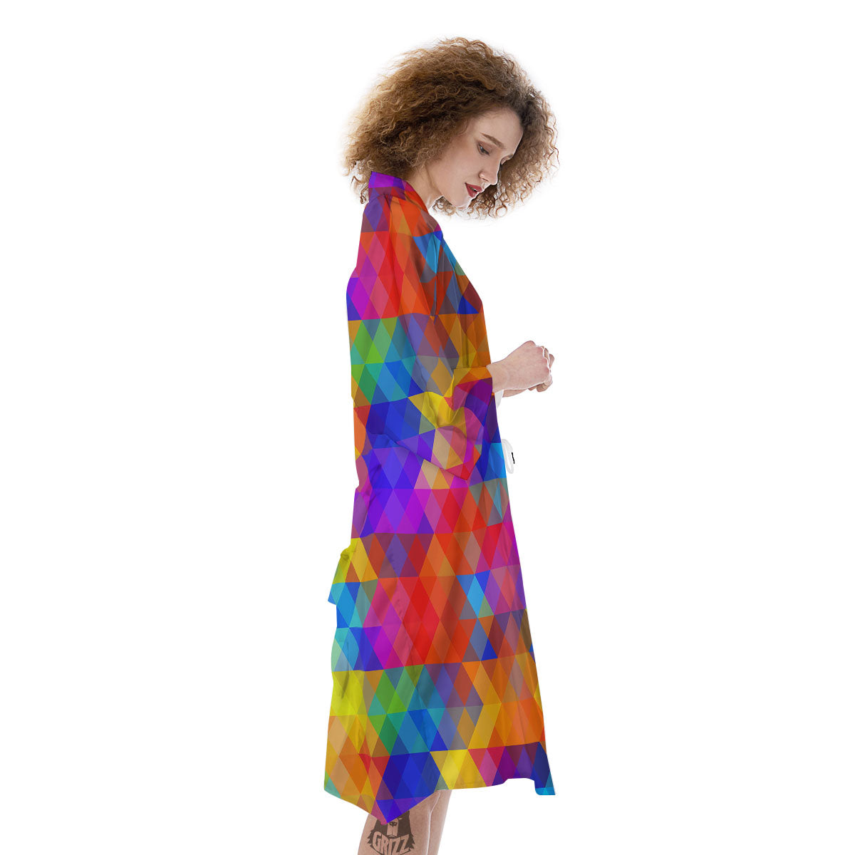 Rainbow Geometric Print Pattern Kimono-grizzshop