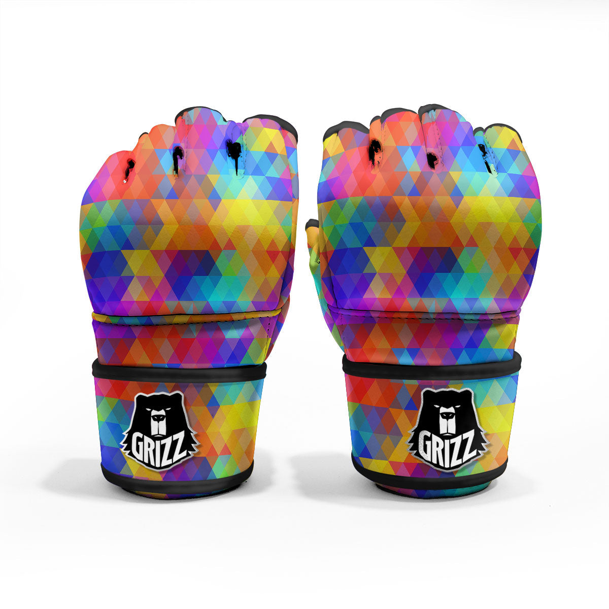 Rainbow Geometric Print Pattern MMA Gloves-grizzshop