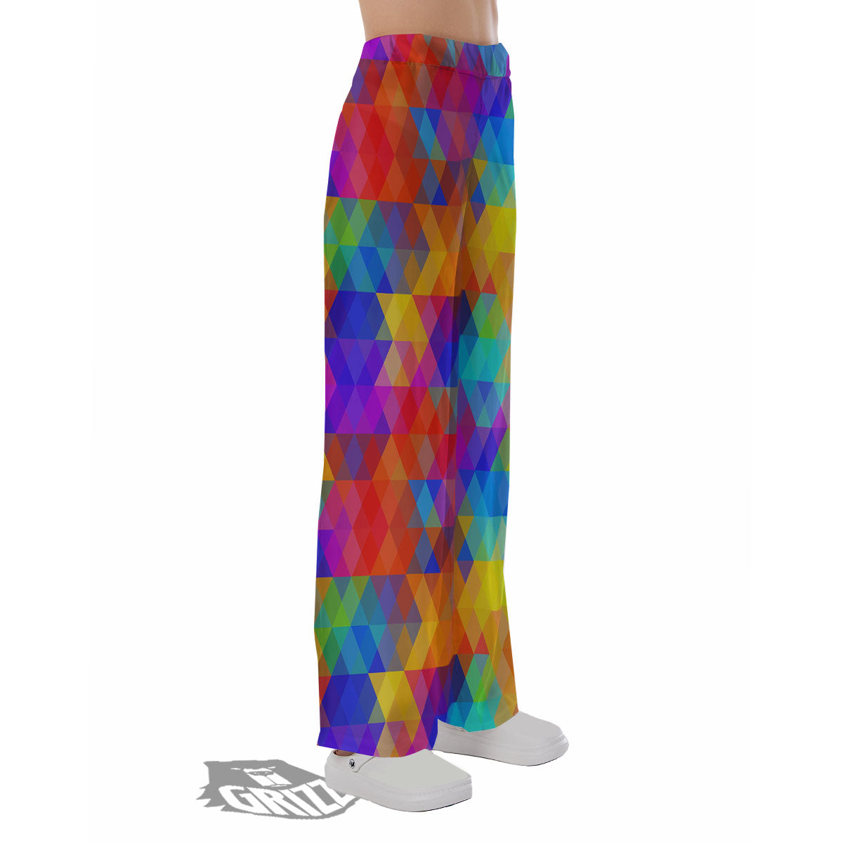 Rainbow Geometric Print Pattern Pajama Pants-grizzshop
