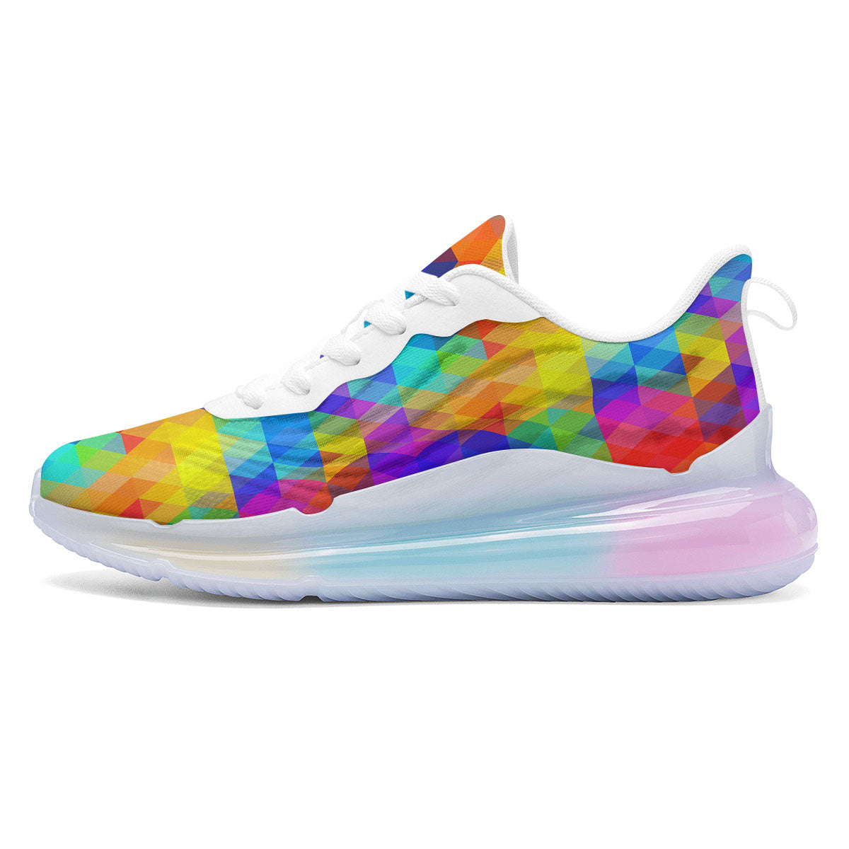 Rainbow Geometric Print Pattern Running Sneakers-grizzshop