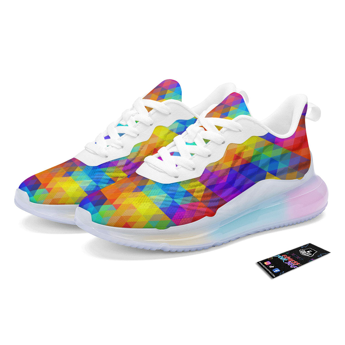 Rainbow Geometric Print Pattern Running Sneakers-grizzshop