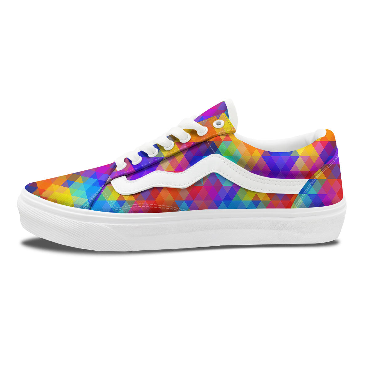 Rainbow Geometric Print Pattern Skate Shoes-grizzshop