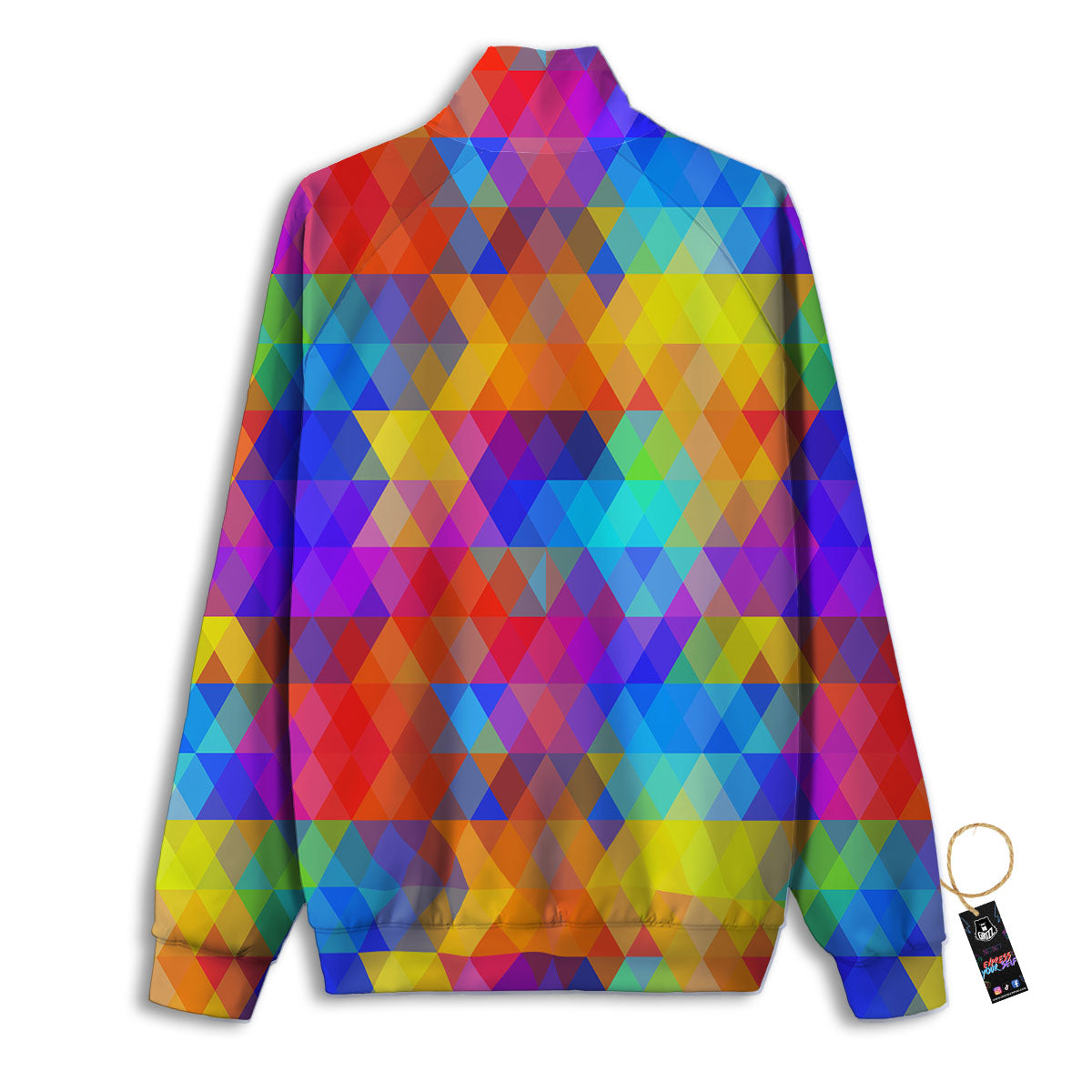 Rainbow Geometric Print Pattern Track Jacket-grizzshop