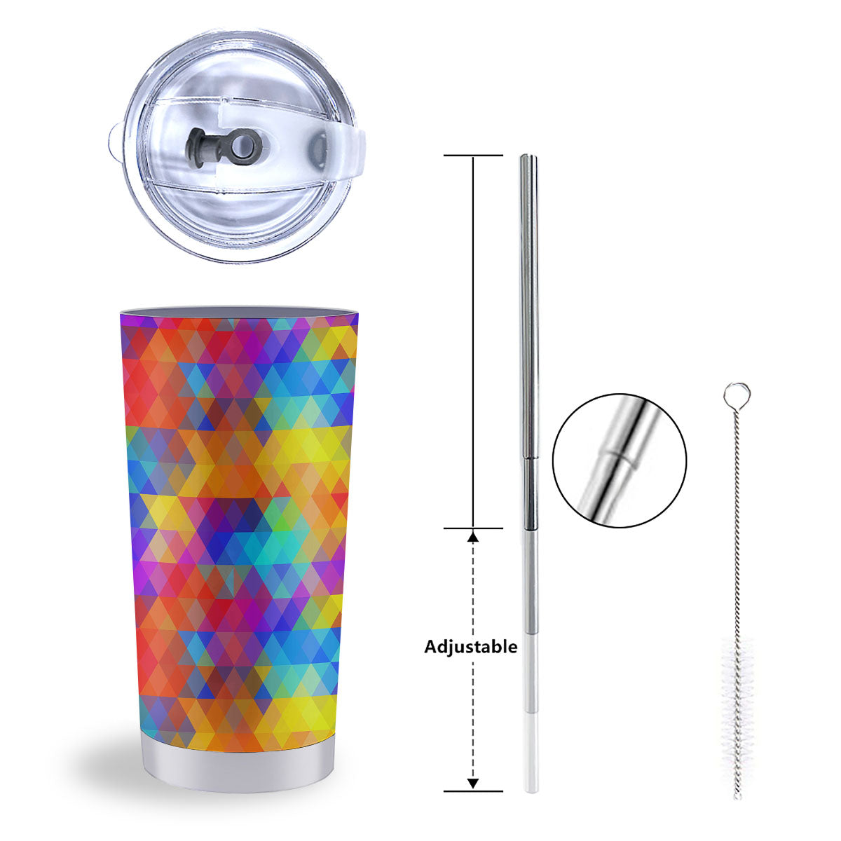 Rainbow Geometric Print Pattern Tumbler-grizzshop