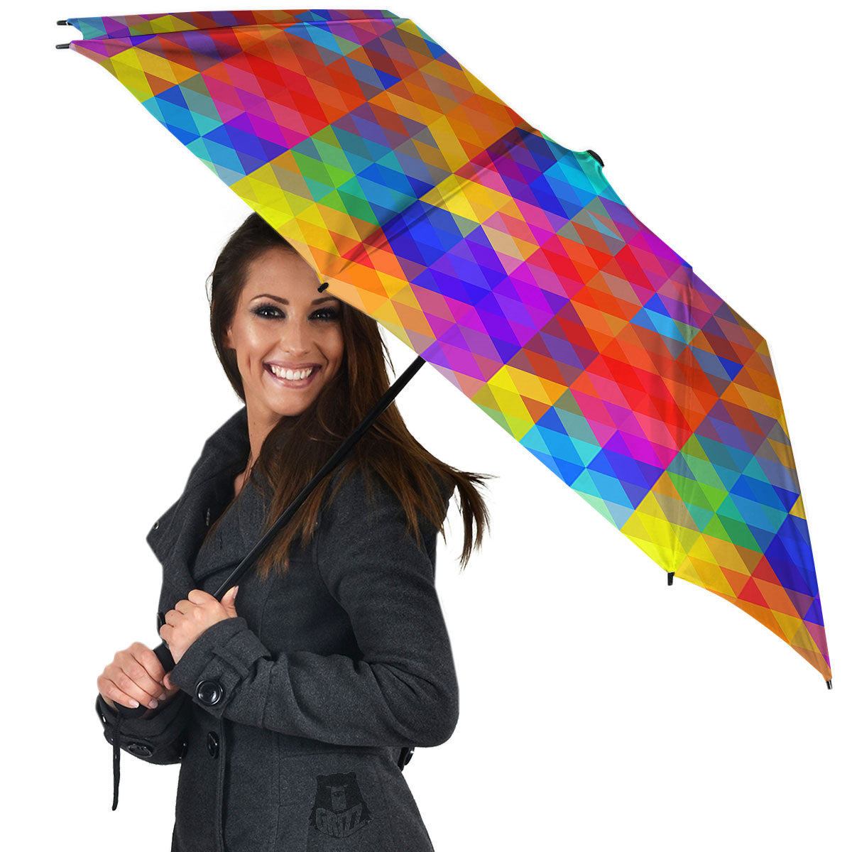 Rainbow Geometric Print Pattern Umbrella-grizzshop