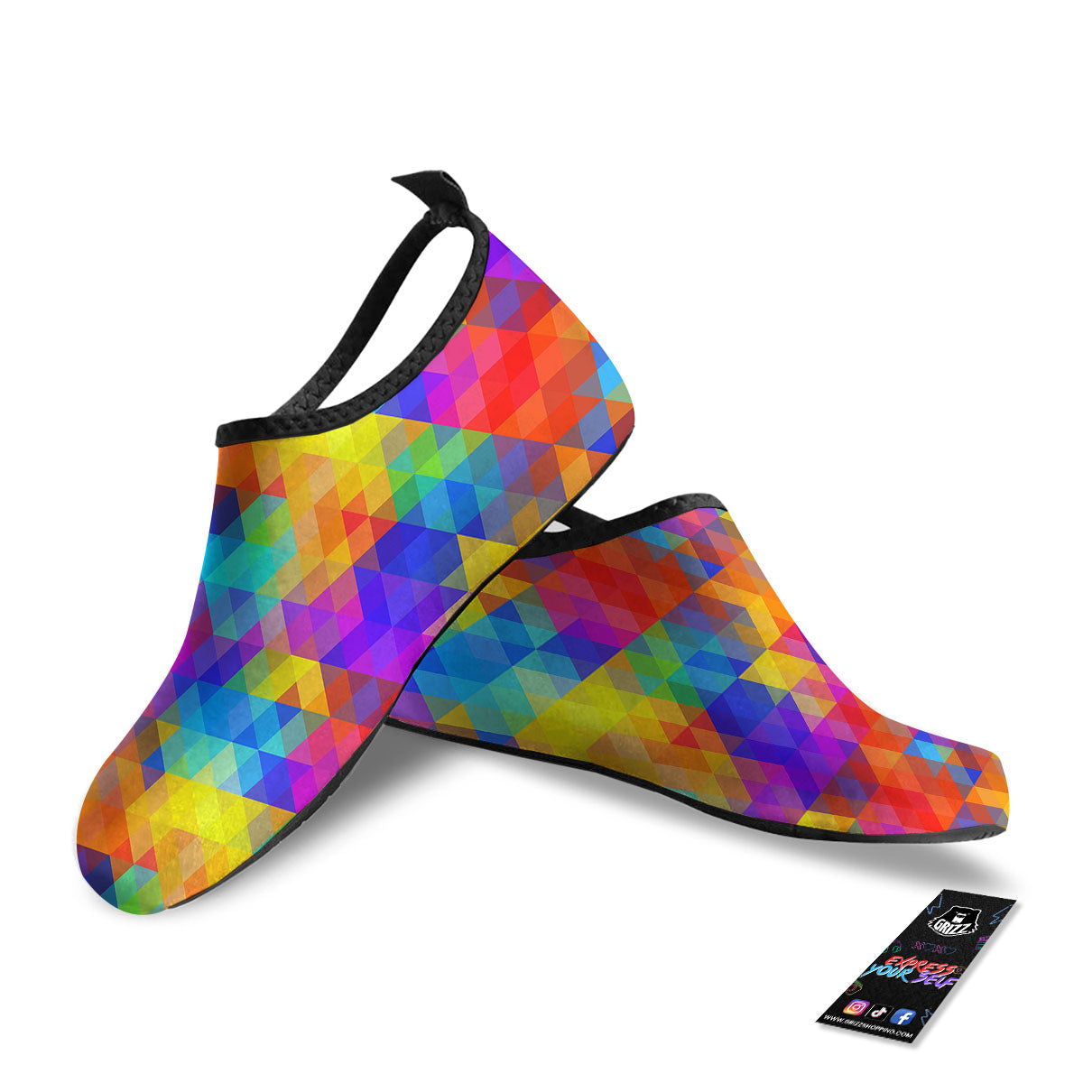 Rainbow Geometric Print Pattern Water Shoes-grizzshop