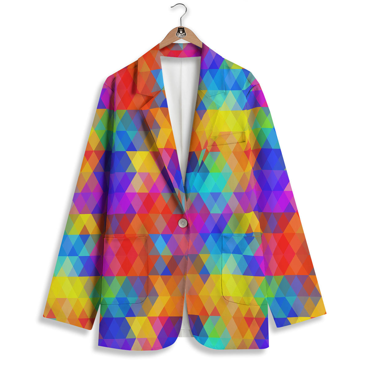 Rainbow Geometric Print Pattern Women's Blazer-grizzshop