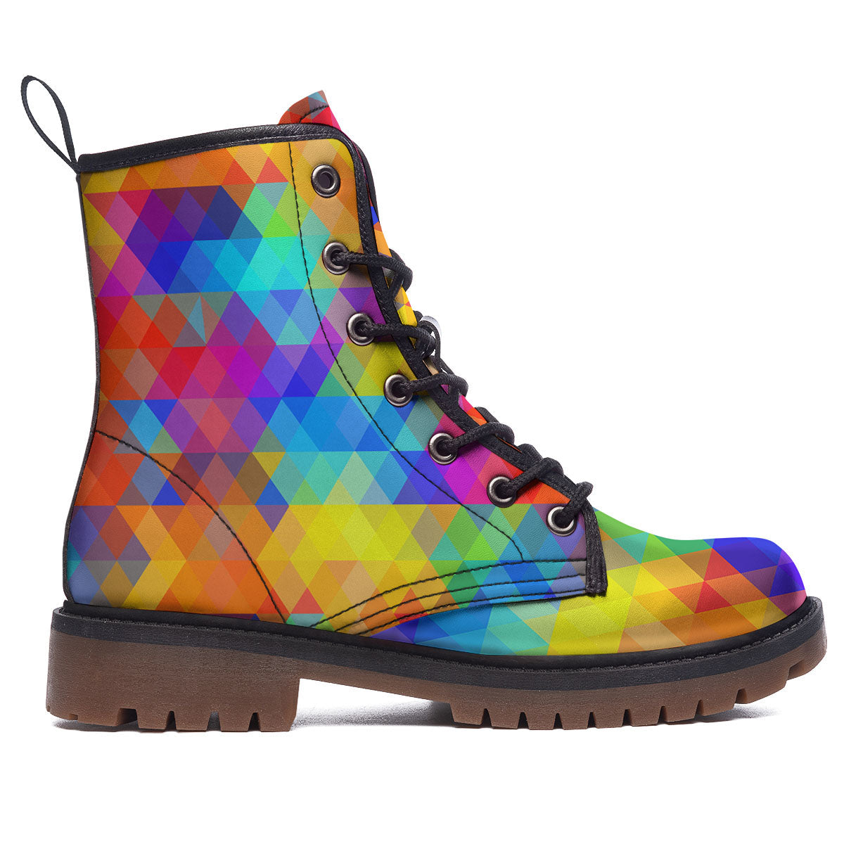 Rainbow Geometric Print Pattern Work Boots-grizzshop