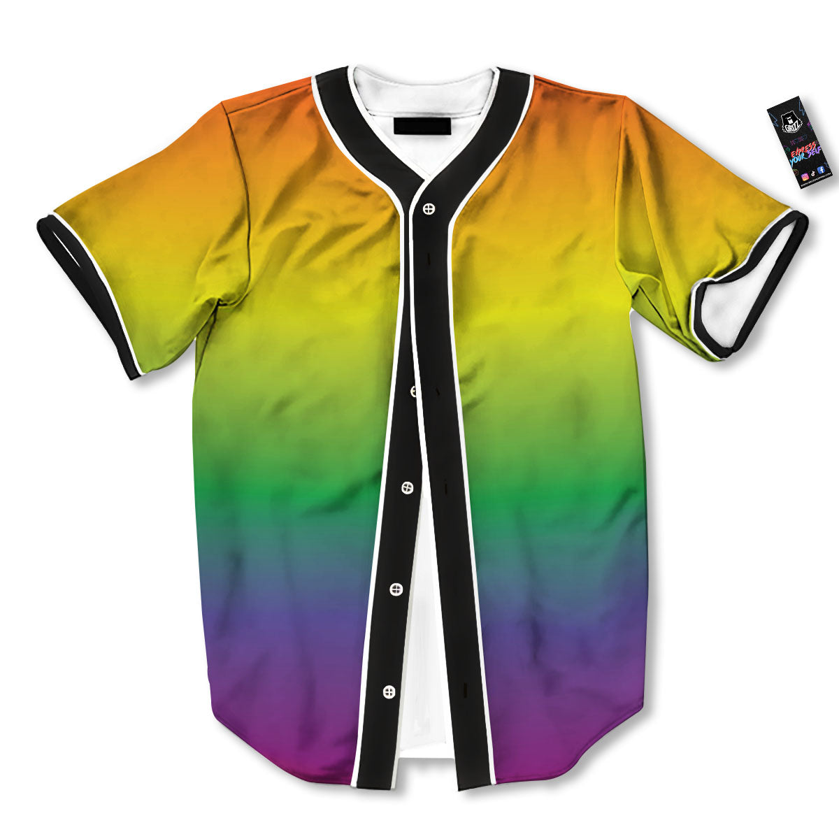 Rainbow Gradient LGBT Pride Print Baseball Jersey-grizzshop