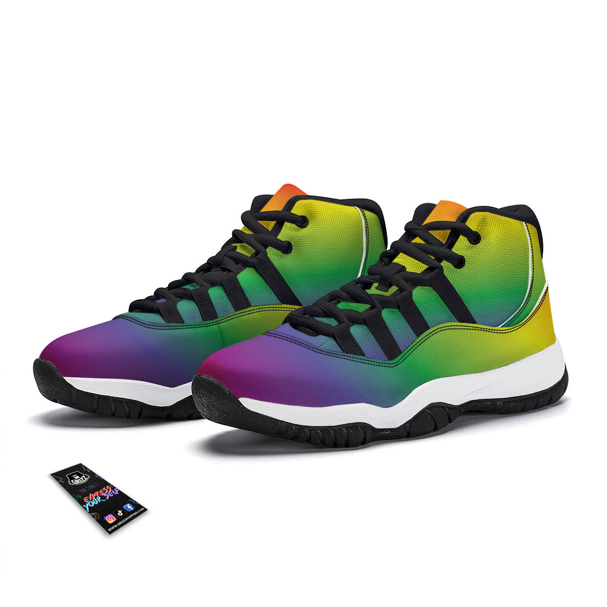 Rainbow Gradient LGBT Pride Print Black Bball Shoes-grizzshop