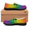 Rainbow Gradient LGBT Pride Print Black Loafers-grizzshop