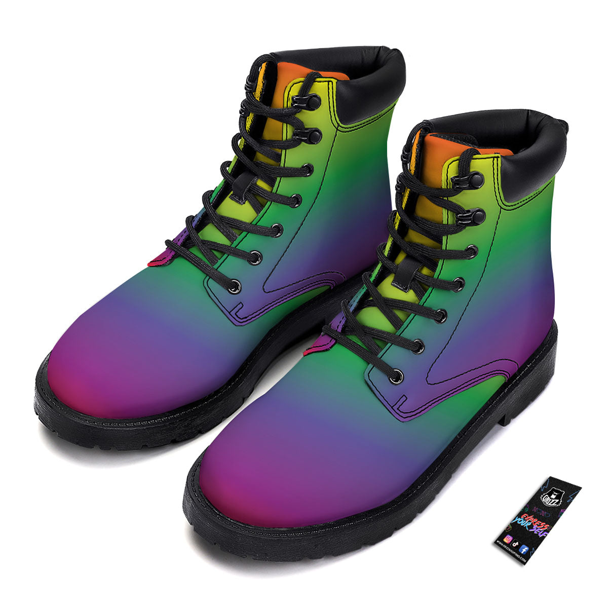 Rainbow Gradient LGBT Pride Print Boots-grizzshop