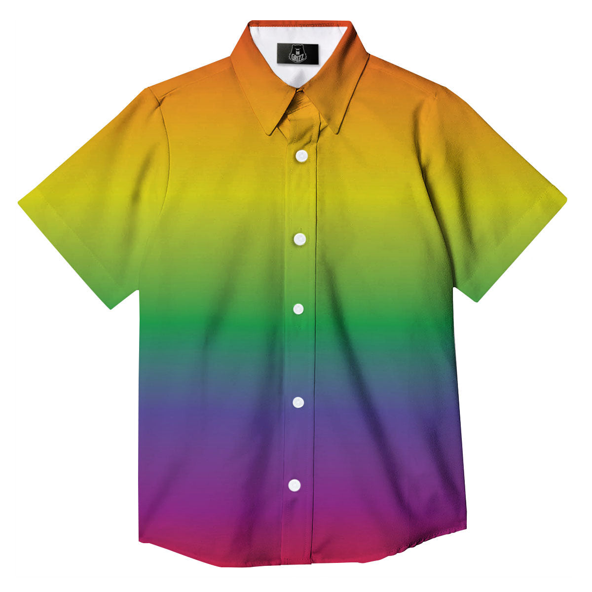 Rainbow Gradient LGBT Pride Print Button Up Shirt-grizzshop