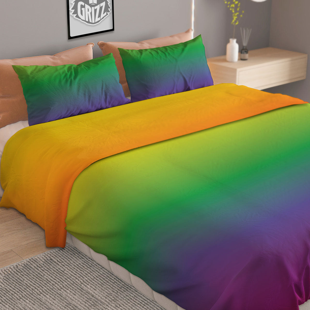 Rainbow Gradient LGBT Pride Print Duvet Cover Bedding Set