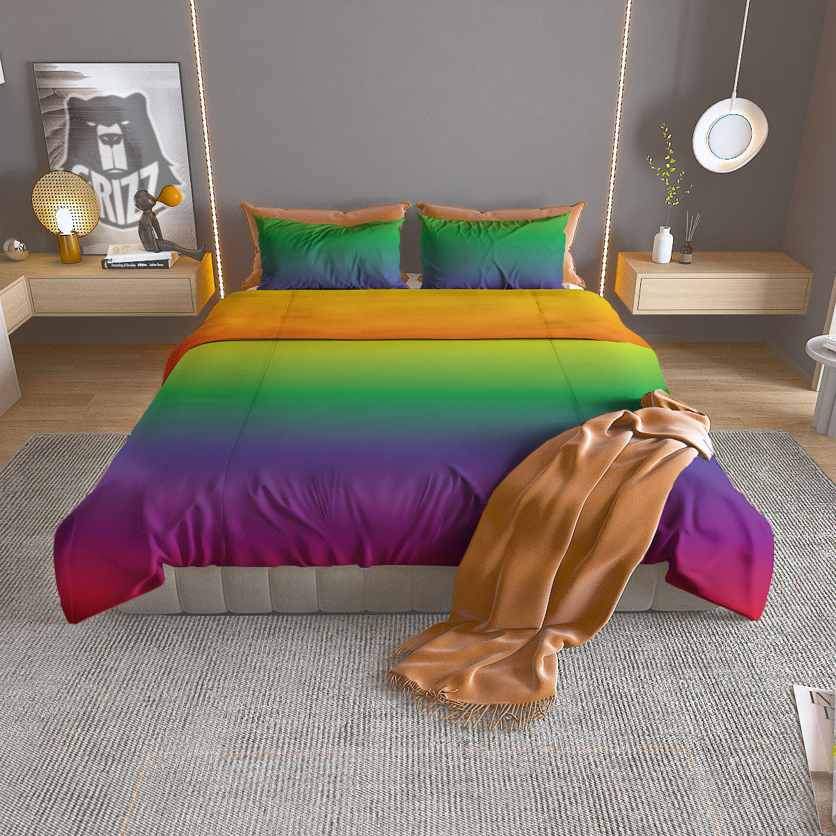 Rainbow Gradient LGBT Pride Print Duvet Cover Bedding Set