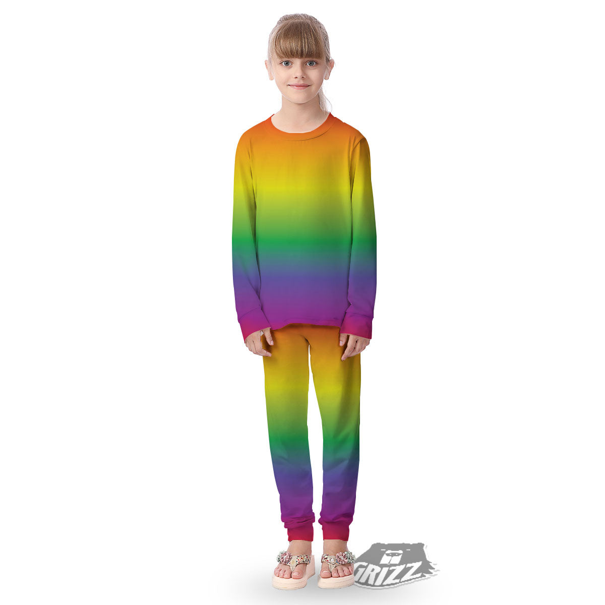 Rainbow Gradient LGBT Pride Print Kid's Pajamas-grizzshop