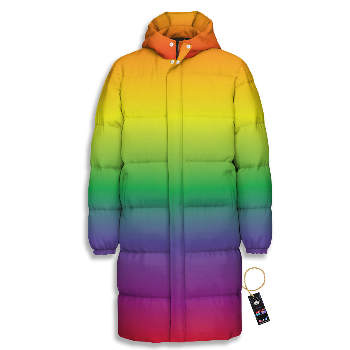 Rainbow Gradient LGBT Pride Print Long Down Jacket-grizzshop