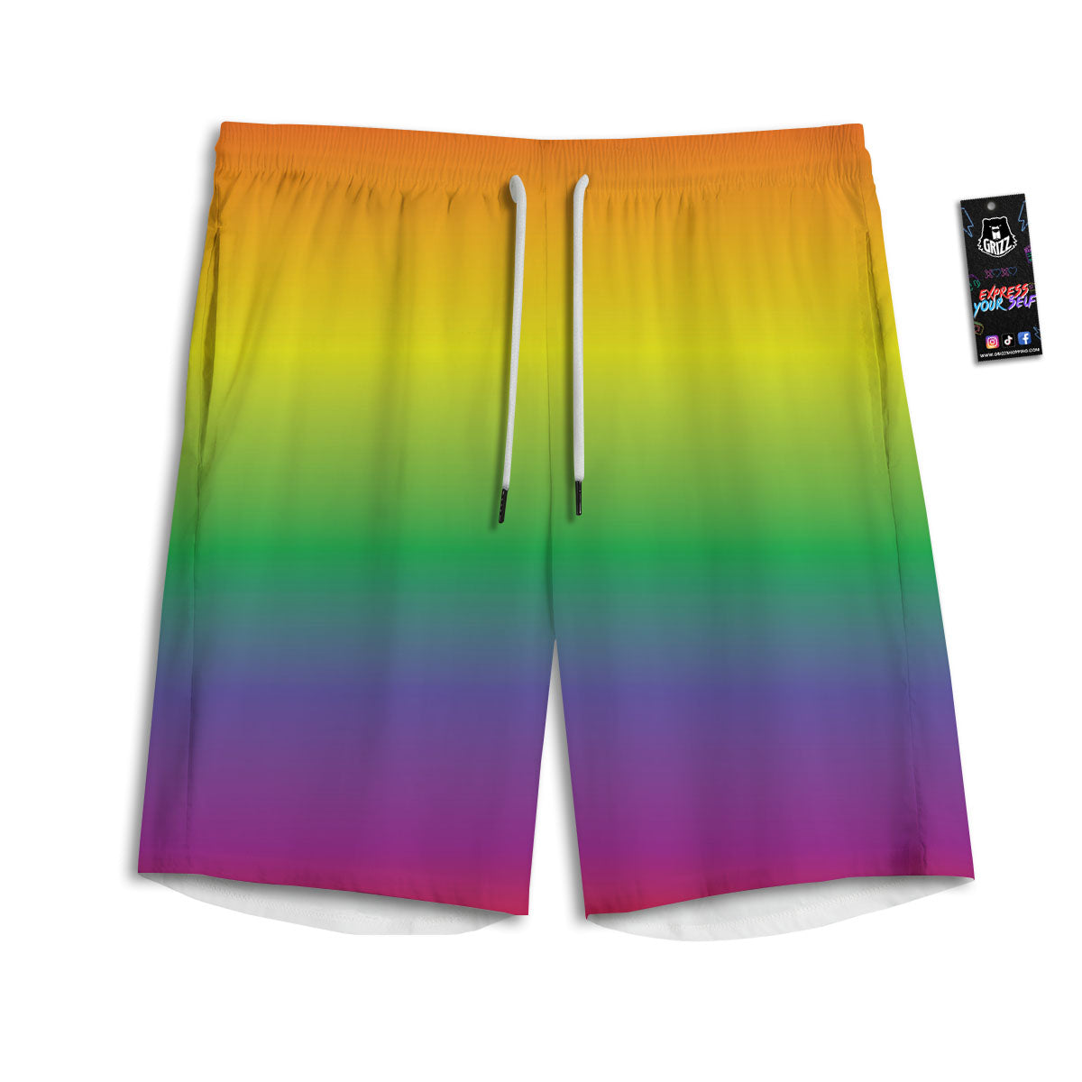 Rainbow Gradient LGBT Pride Print Men's Athletic Shorts