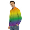 Rainbow Gradient LGBT Pride Print Men's Dress Shirts-grizzshop