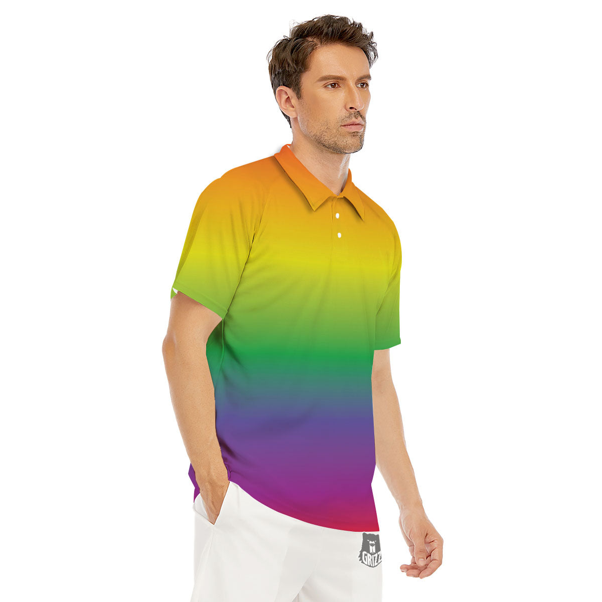 Rainbow Gradient LGBT Pride Print Men's Golf Shirts-grizzshop