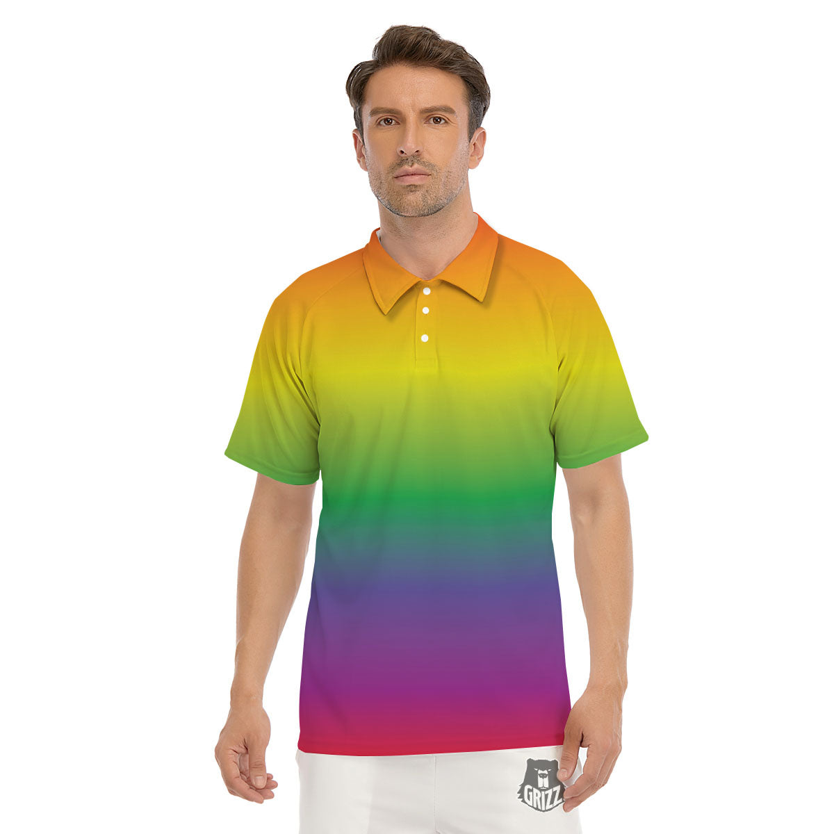 Rainbow Gradient LGBT Pride Print Men's Golf Shirts-grizzshop