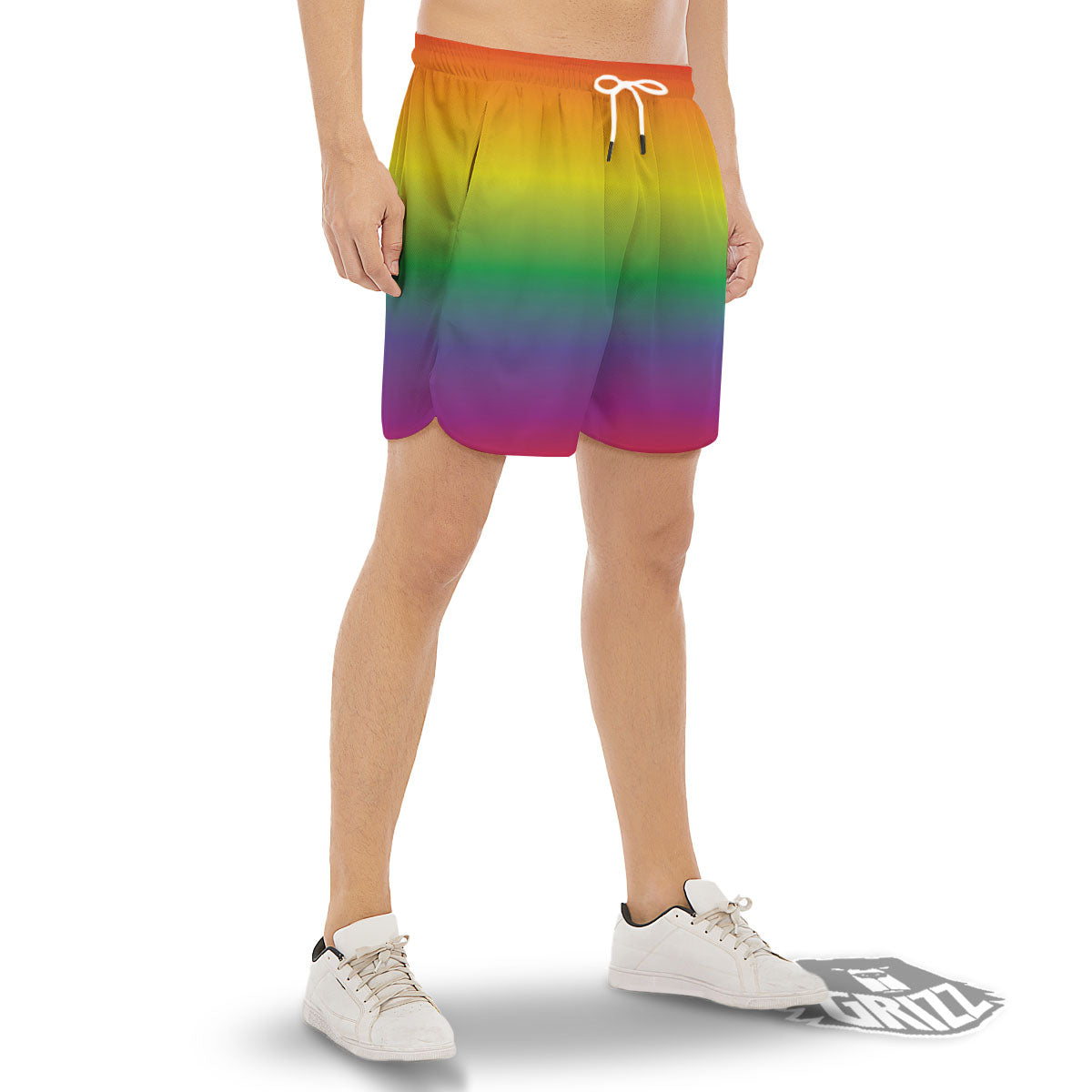 Rainbow Gradient LGBT Pride Print Men's Gym Shorts-grizzshop