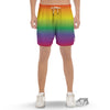 Rainbow Gradient LGBT Pride Print Men's Gym Shorts-grizzshop