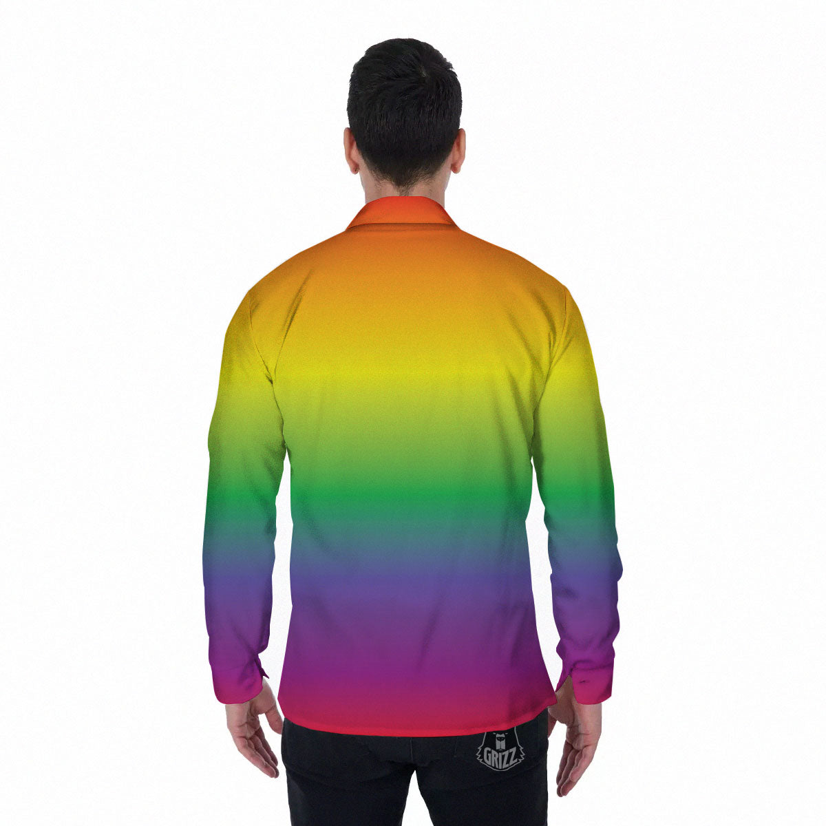 Rainbow Gradient LGBT Pride Print Men's Long Sleeve Shirts-grizzshop