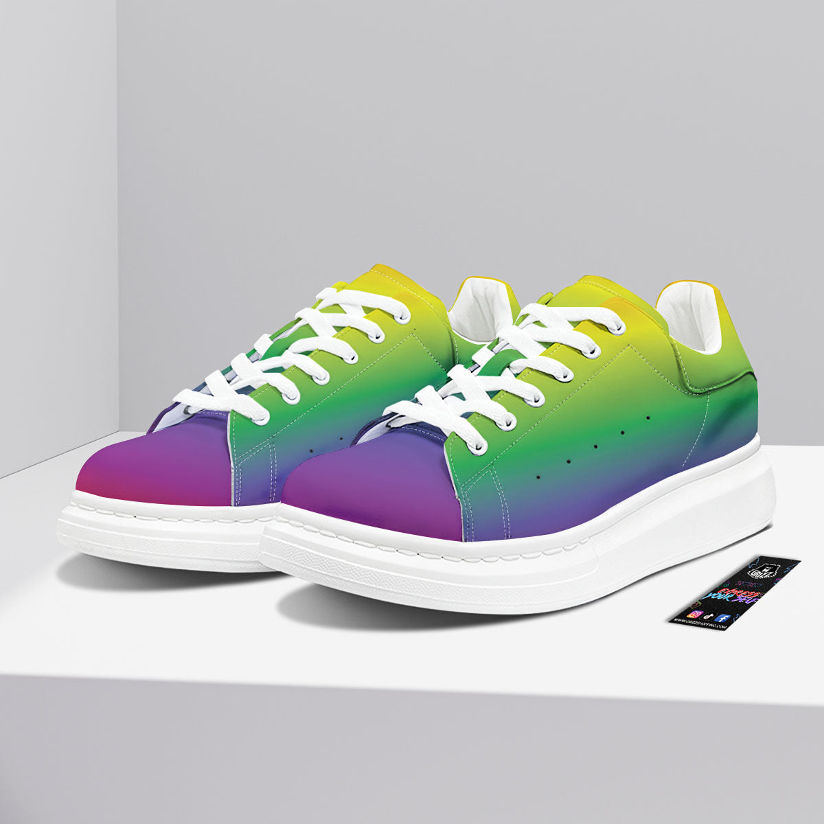 Rainbow Gradient LGBT Pride Print Platform Shoes-grizzshop