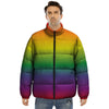 Rainbow Gradient LGBT Pride Print Puffer Jacket-grizzshop