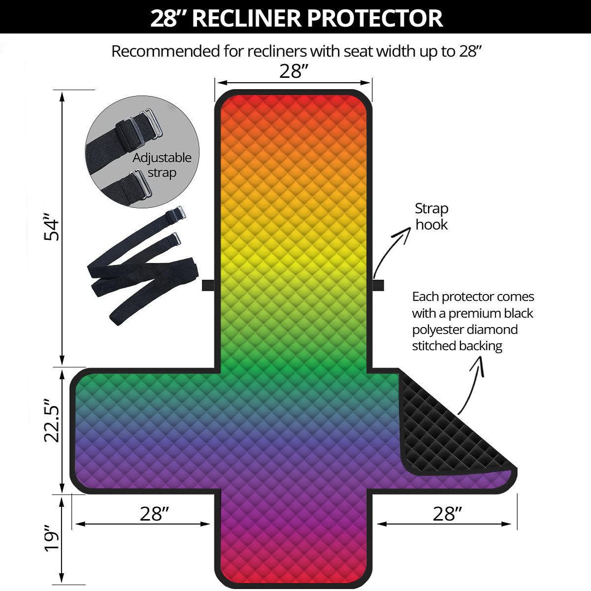 Rainbow Gradient LGBT Pride Print Recliner Protector-grizzshop