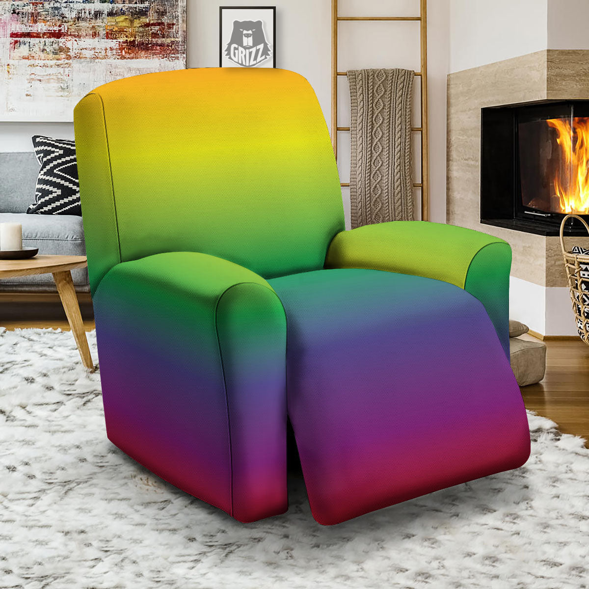 Rainbow Gradient LGBT Pride Print Recliner Slipcover-grizzshop