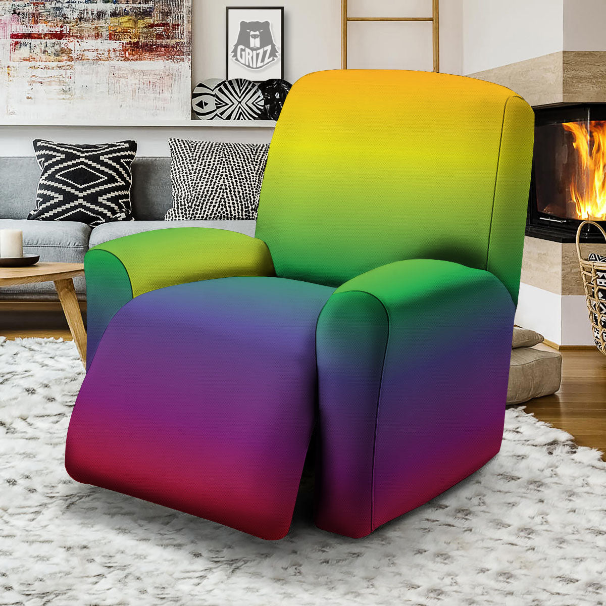 Rainbow Gradient LGBT Pride Print Recliner Slipcover-grizzshop