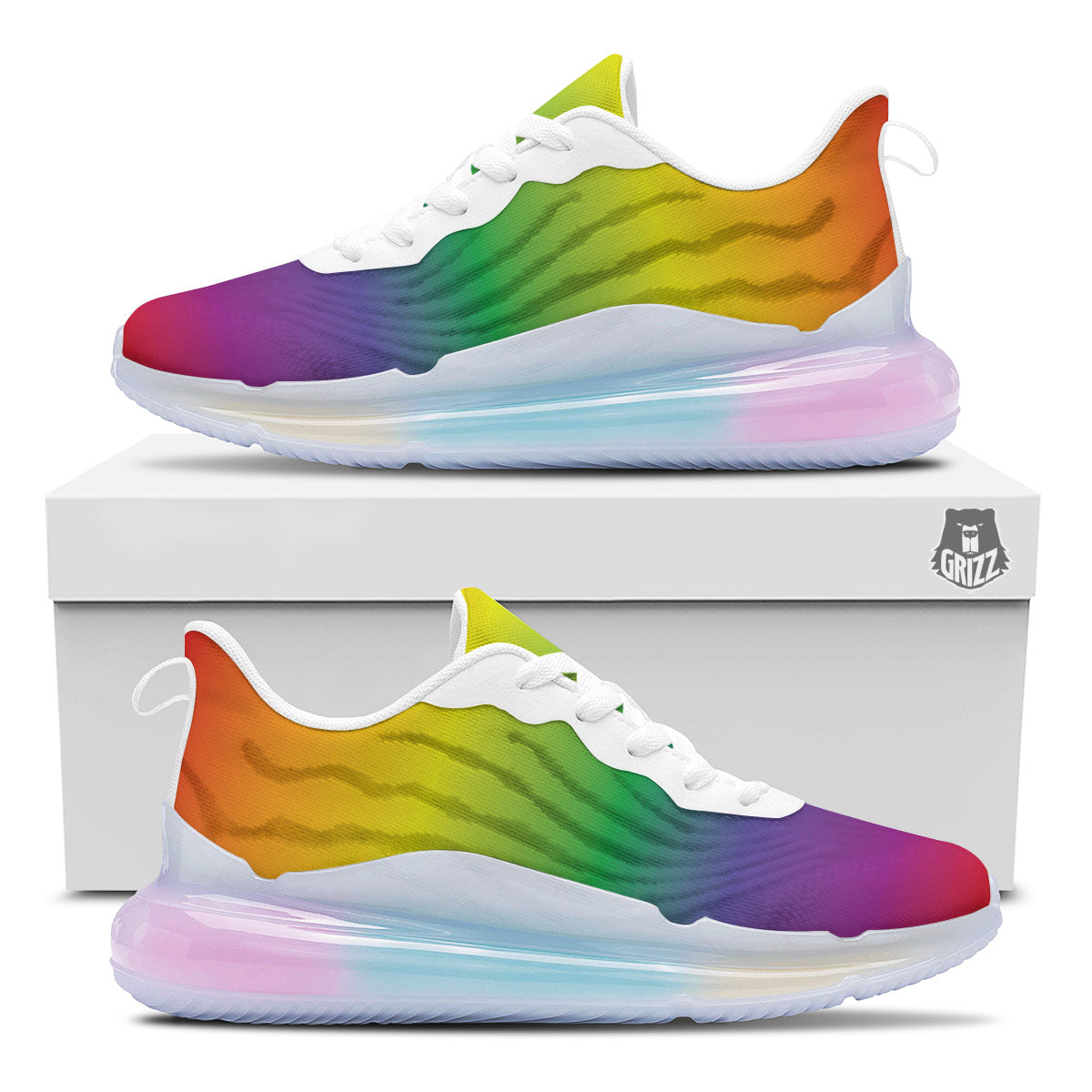 Rainbow Gradient LGBT Pride Print Running Sneakers-grizzshop