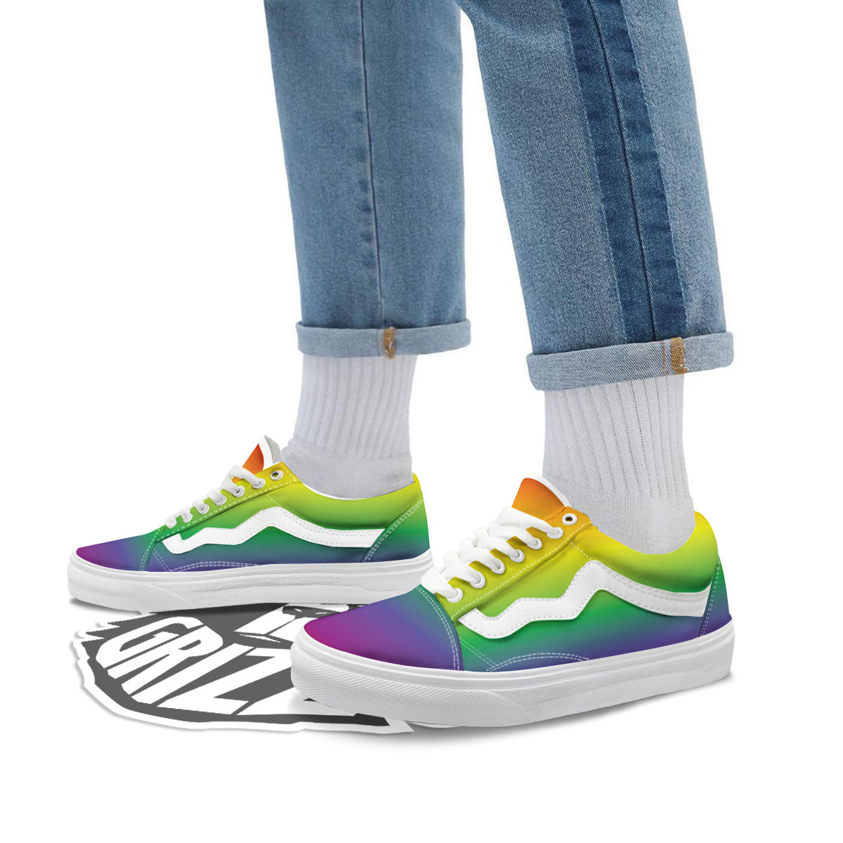 Rainbow Gradient LGBT Pride Print Skate Shoes-grizzshop