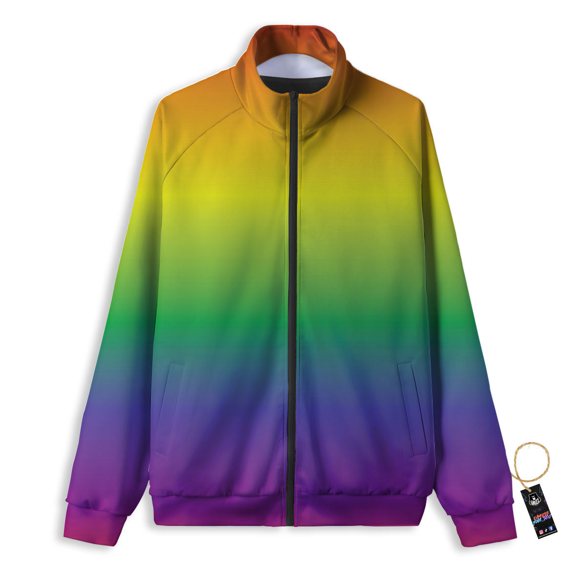 Rainbow Gradient LGBT Pride Print Track Jacket-grizzshop