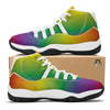 Rainbow Gradient LGBT Pride Print White Bball Shoes-grizzshop