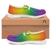 Rainbow Gradient LGBT Pride Print White Loafers-grizzshop