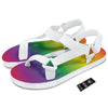 Rainbow Gradient LGBT Pride Print White Open Toe Sandals-grizzshop