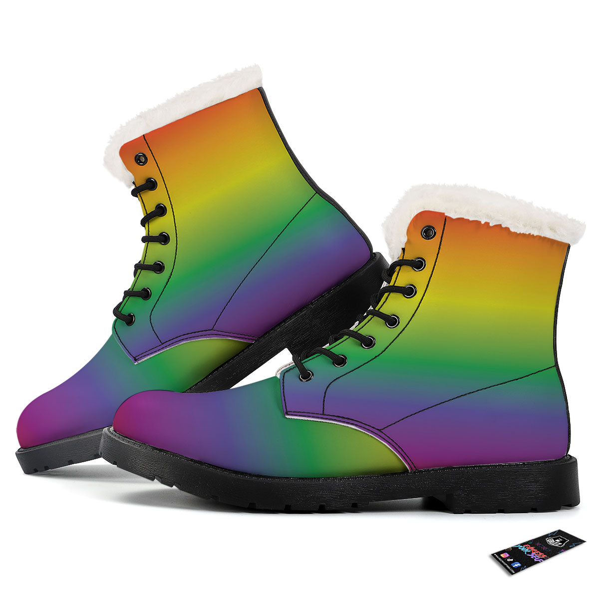 Rainbow Gradient LGBT Pride Print Winter Boots-grizzshop