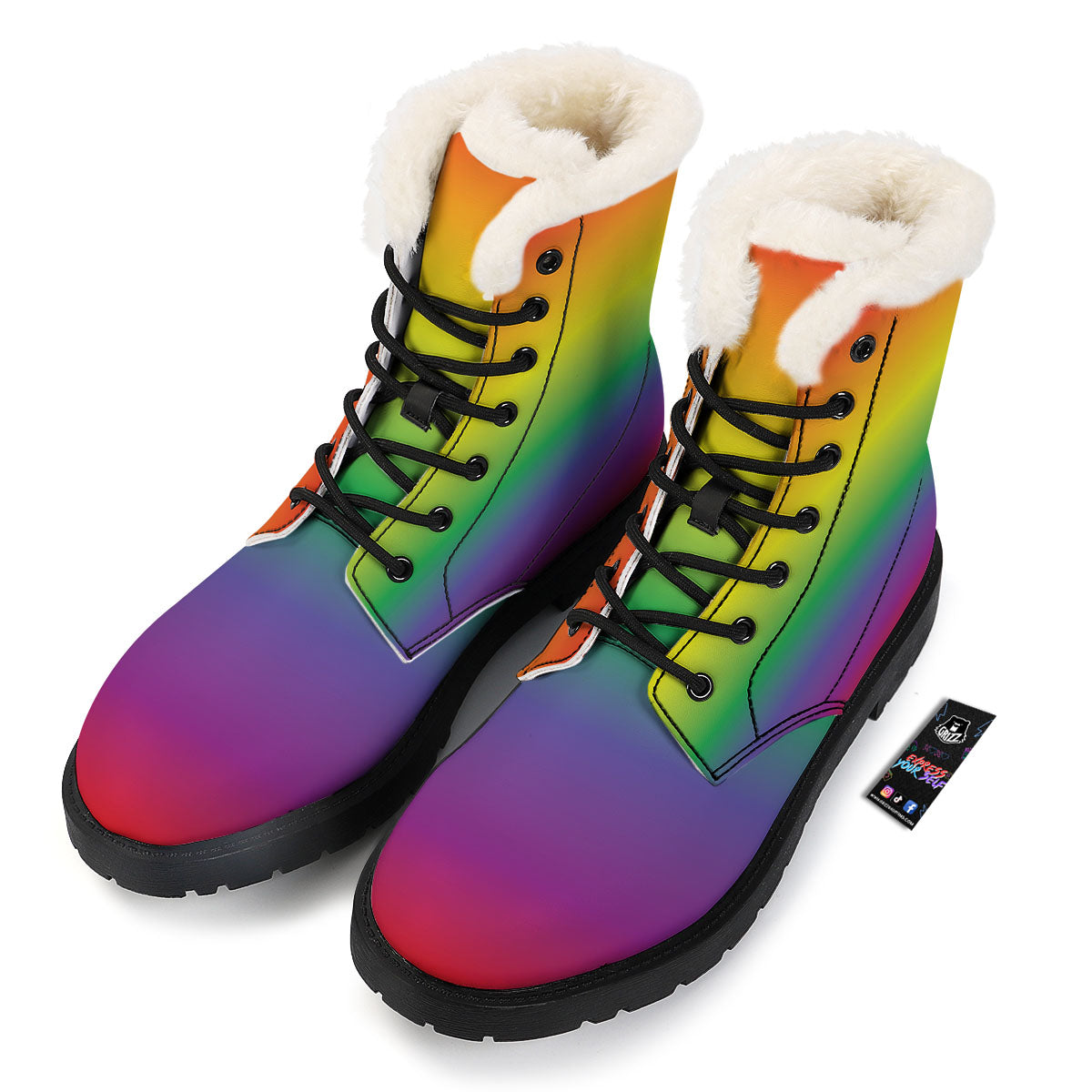 Rainbow Gradient LGBT Pride Print Winter Boots-grizzshop