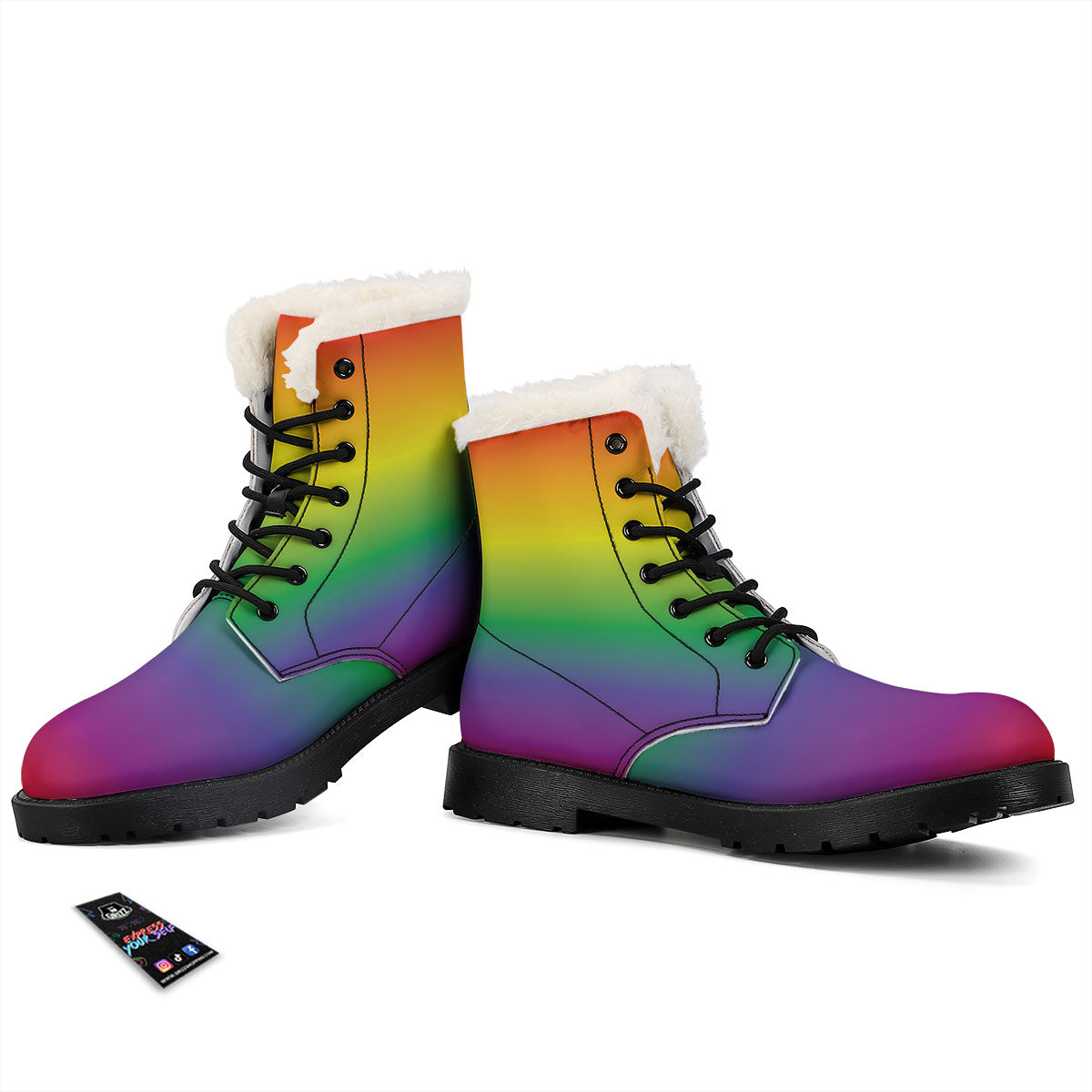 Rainbow Gradient LGBT Pride Print Winter Boots-grizzshop