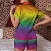 Rainbow Gradient LGBT Pride Print Women Silk Pajamas-grizzshop