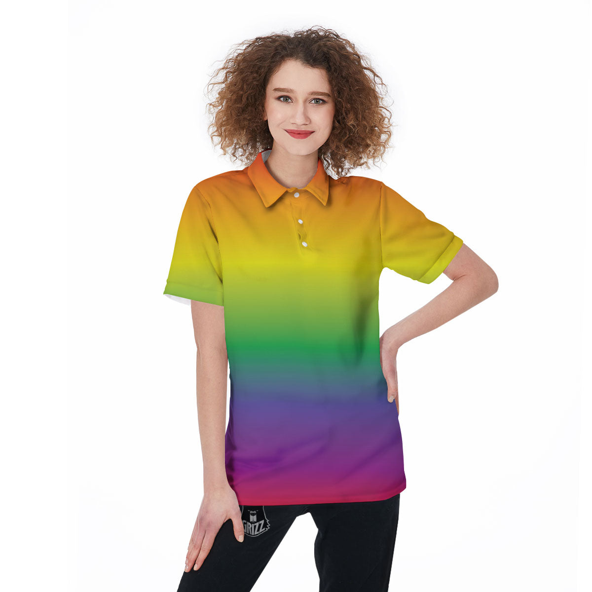 Rainbow Gradient LGBT Pride Print Women's Golf Shirts-grizzshop