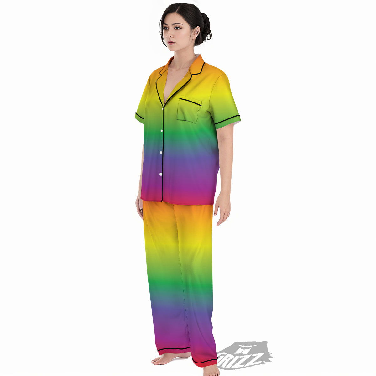 Rainbow Gradient LGBT Pride Print Women's Pajamas Set-grizzshop