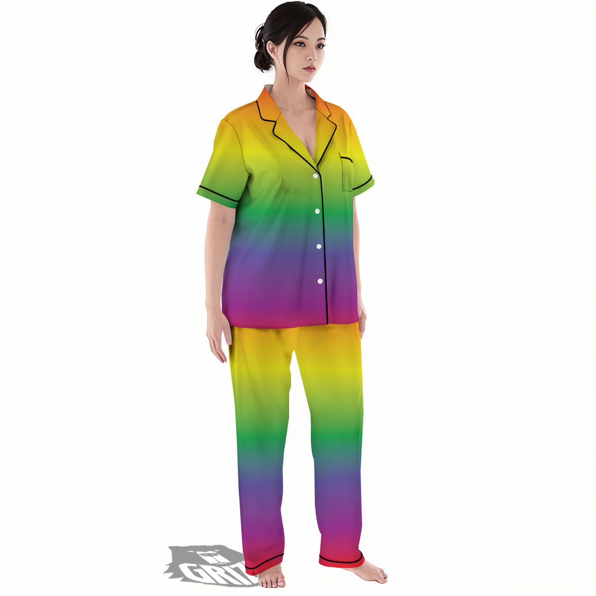 Rainbow Gradient LGBT Pride Print Women's Pajamas Set-grizzshop