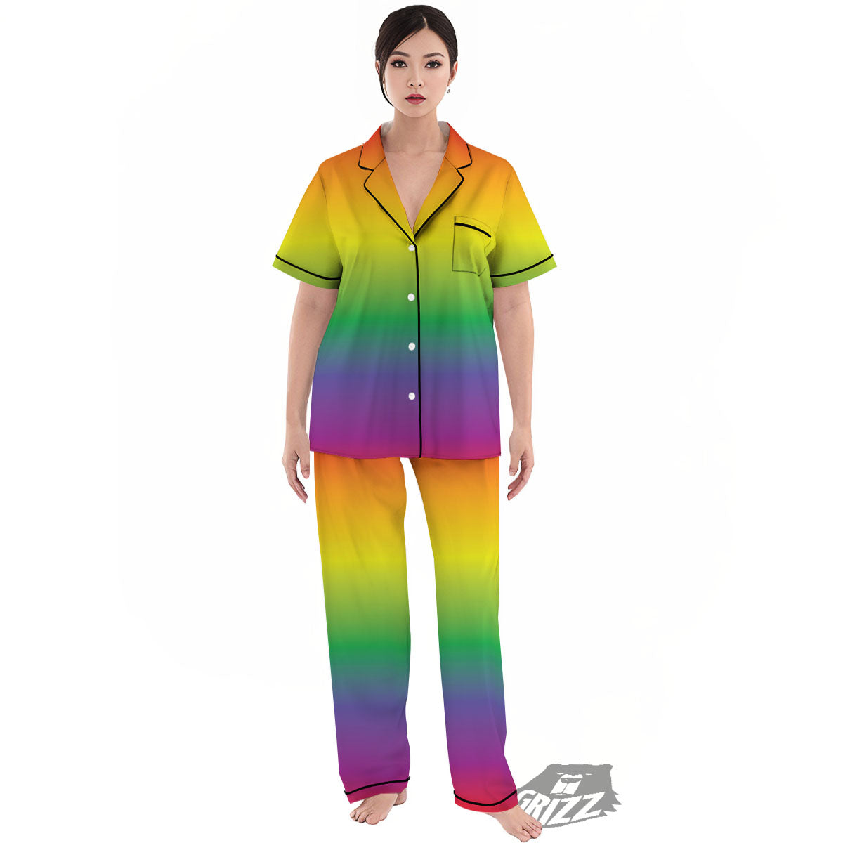 Rainbow Gradient LGBT Pride Print Women's Pajamas Set-grizzshop