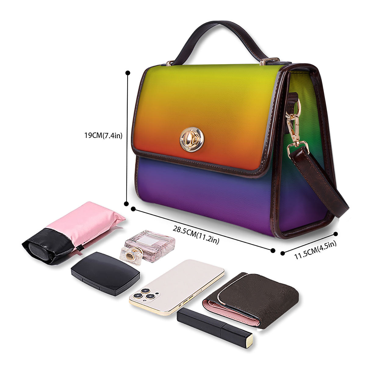 Rainbow Gradient LGBT Pride Print Women's Satchel Bag-grizzshop