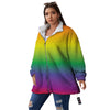 Rainbow Gradient LGBT Pride Print Women's Sherpa Jacket-grizzshop